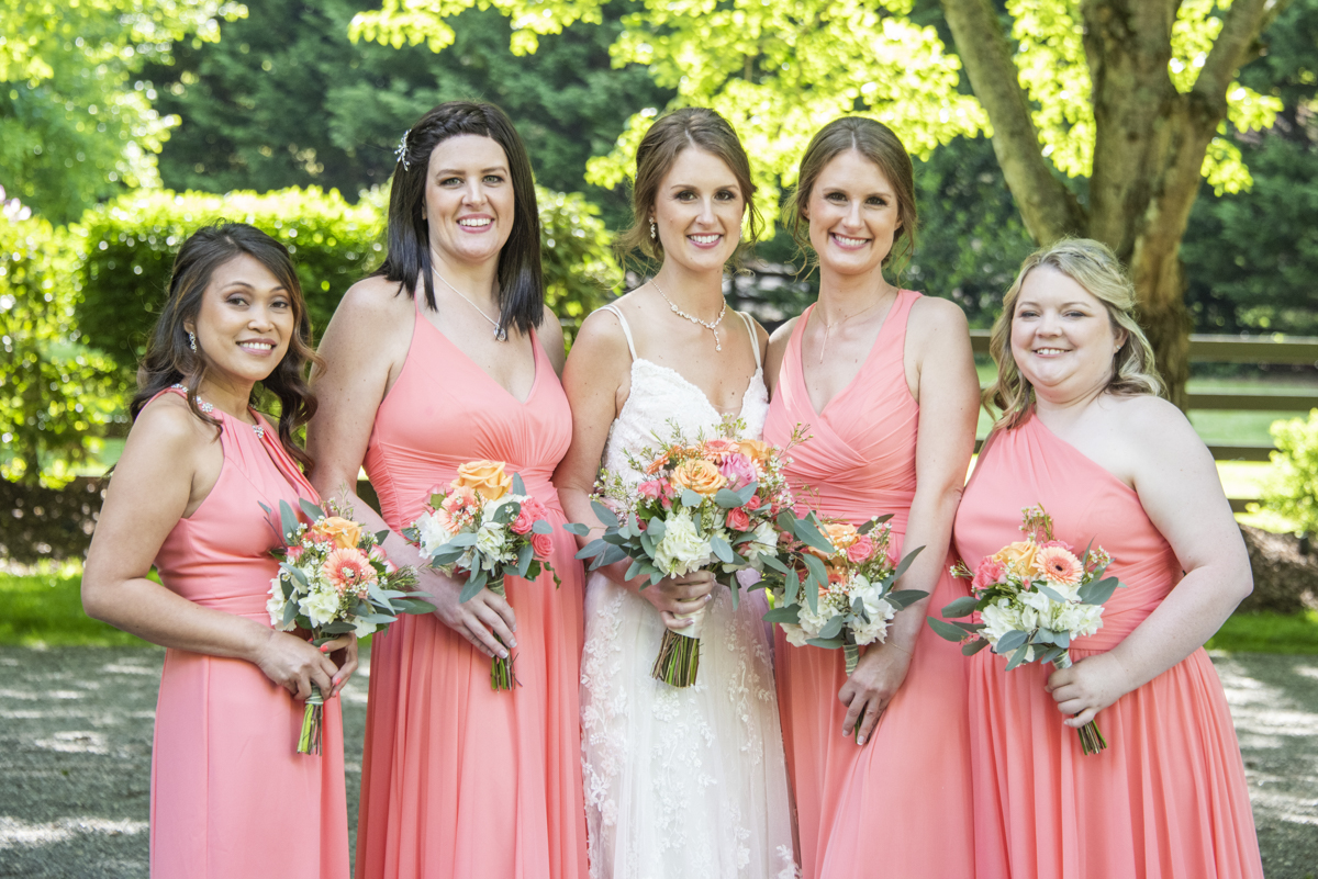 Bride and bridesmaids at Hawkesdene Wedding