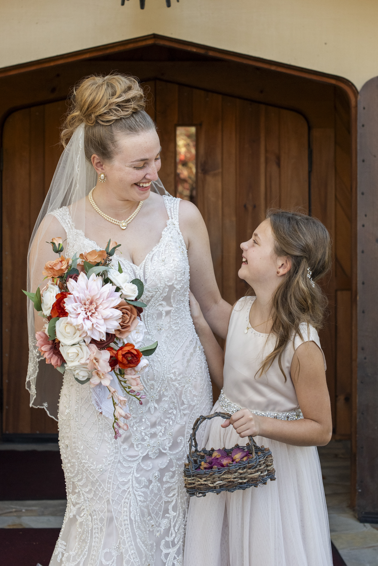 Bride and flower girl