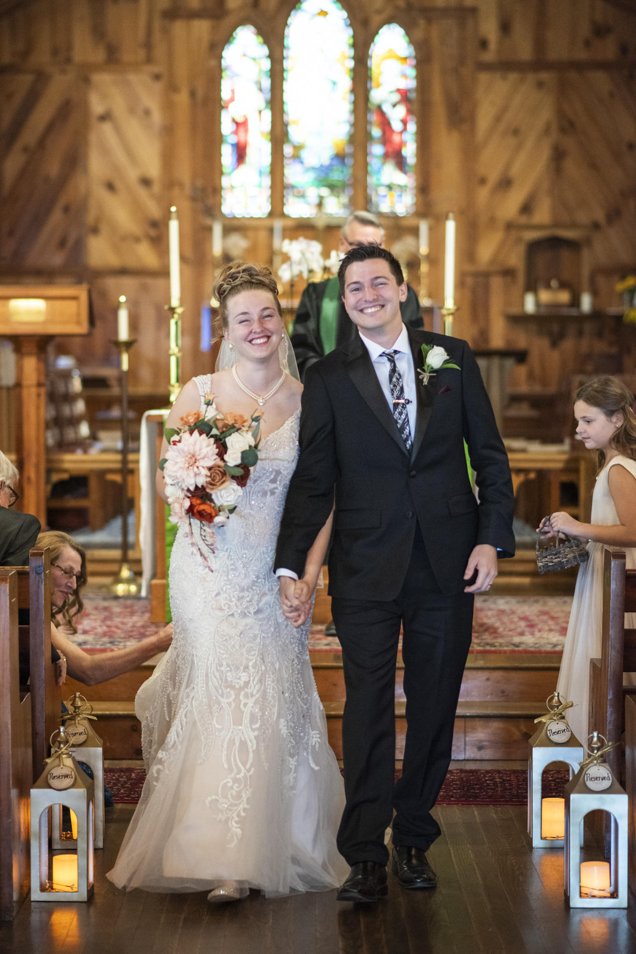 Couple walking down aisle at Kanuga Wedding