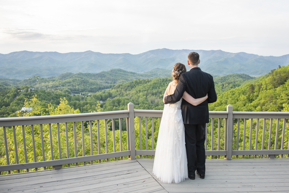 Couple looking at mountains at Hawkesdene Wedding