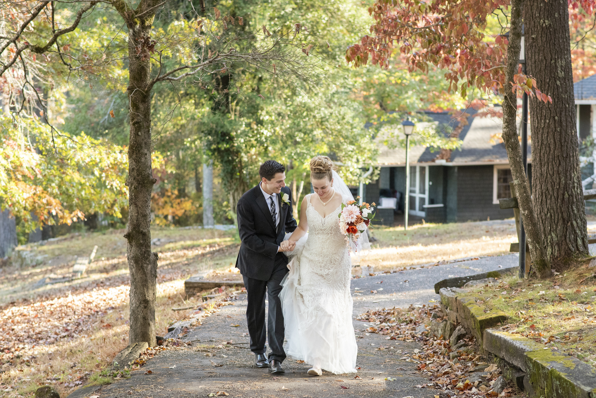 Couple walking at Kanuga Wedding