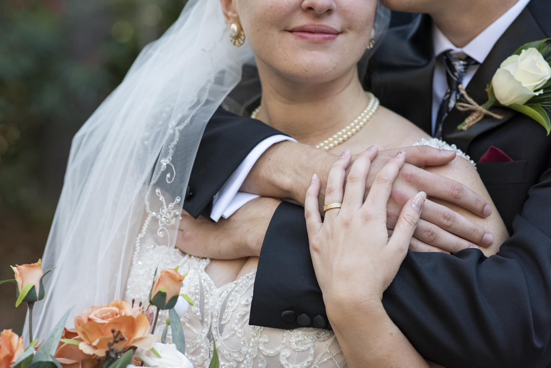 Couple snuggling at Kanuga Wedding
