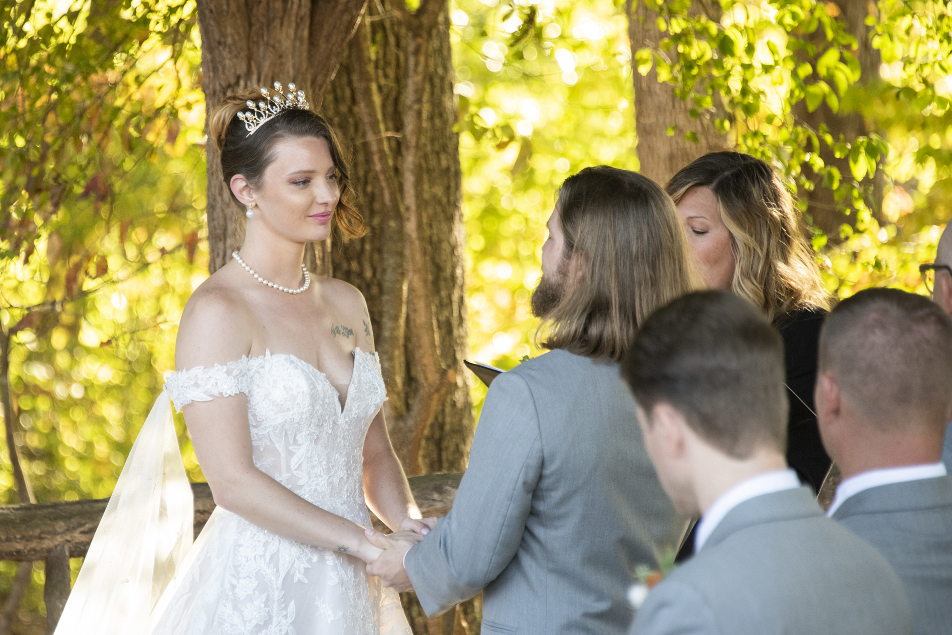 Bride during wedding ceremony