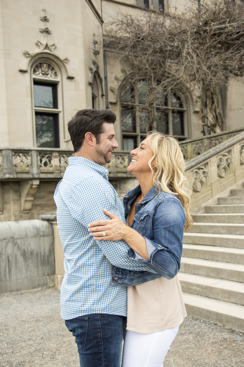 Couple smiling during Biltmore Engagement Photos