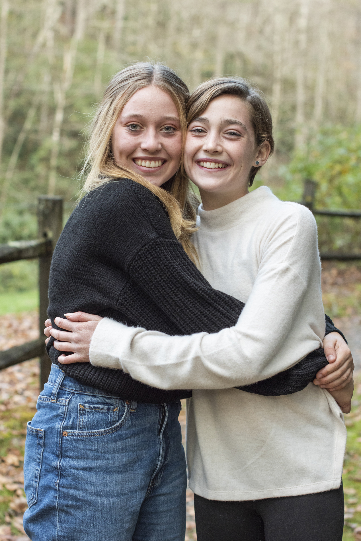 Sisters hugging