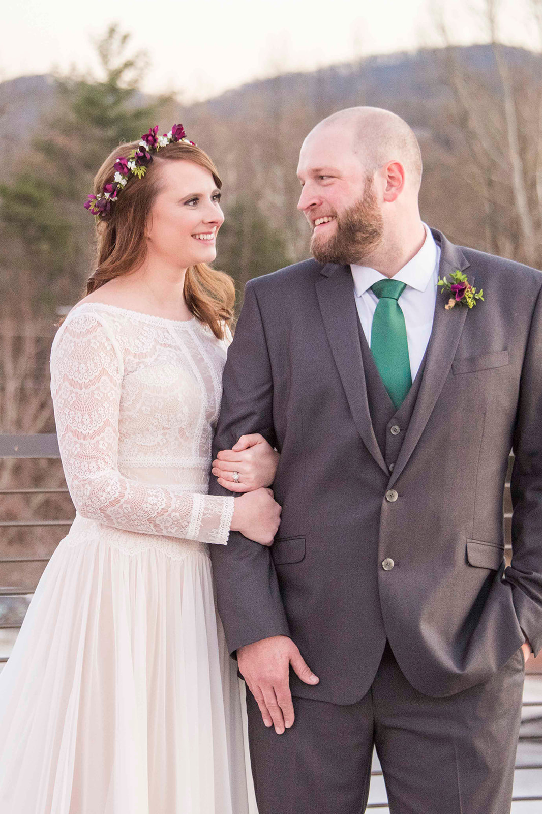 Couple smiling at Highland Brewery Wedding