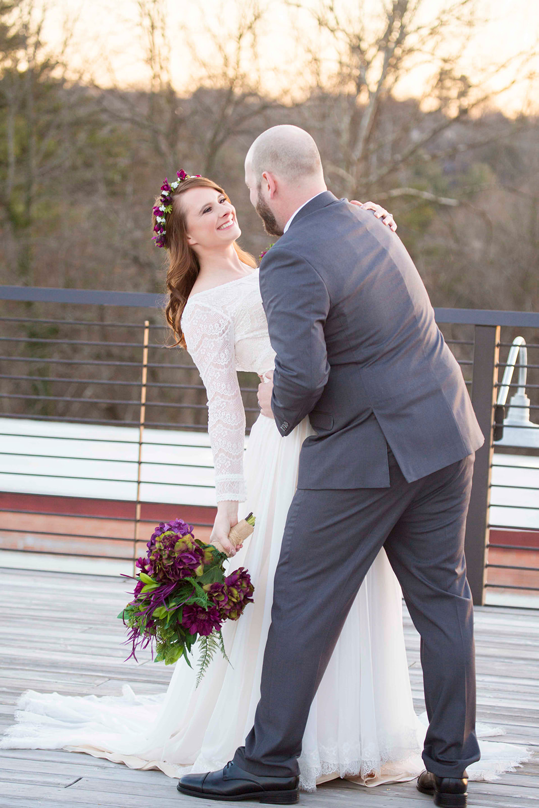 Couple dipping at Highland Brewery Wedding