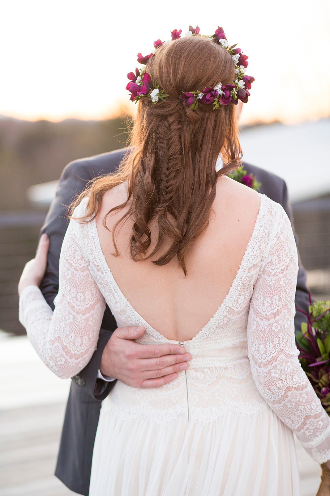 Couple holding each other at Highland Brewery Wedding
