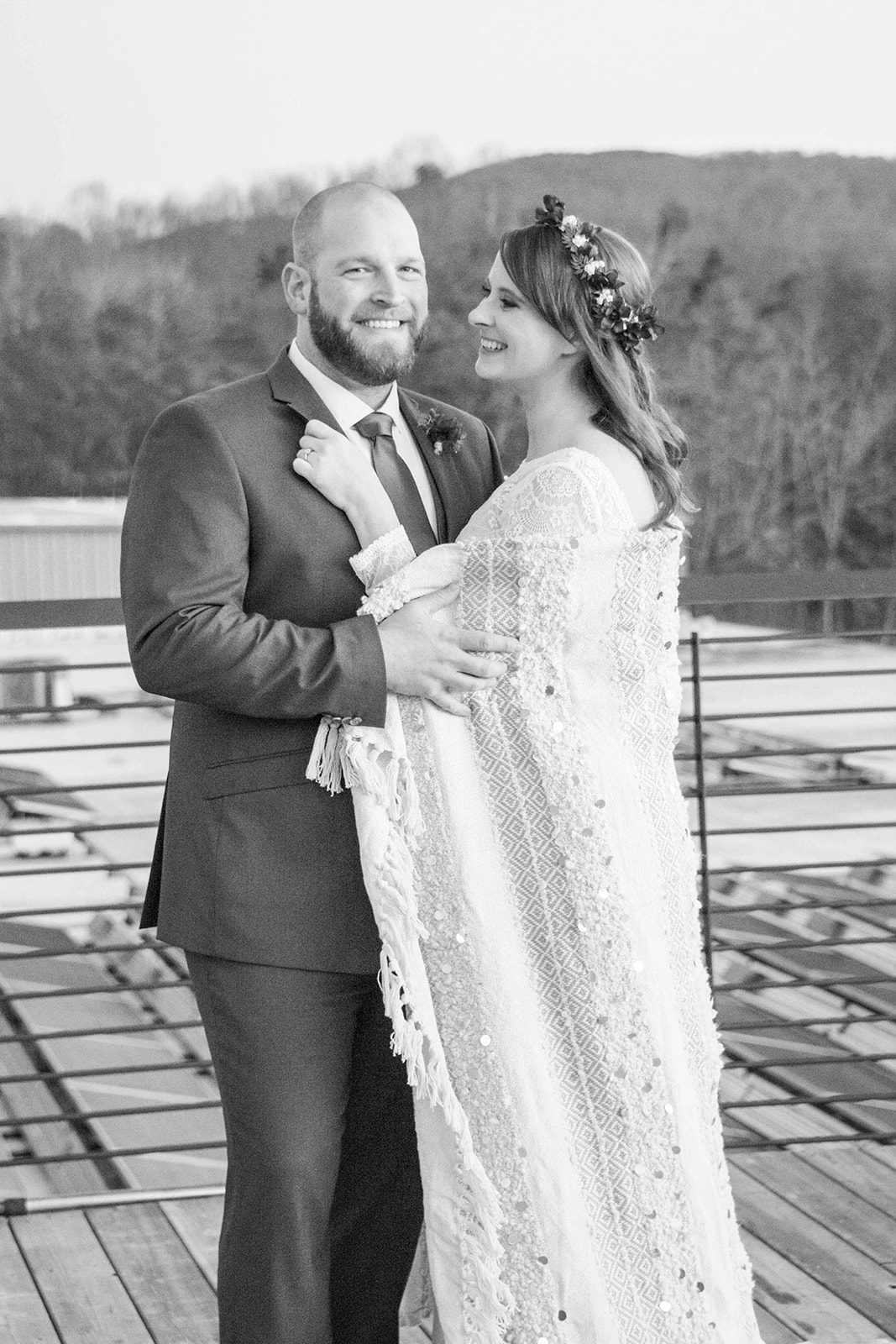 Couple laughing at Highland Brewery Wedding
