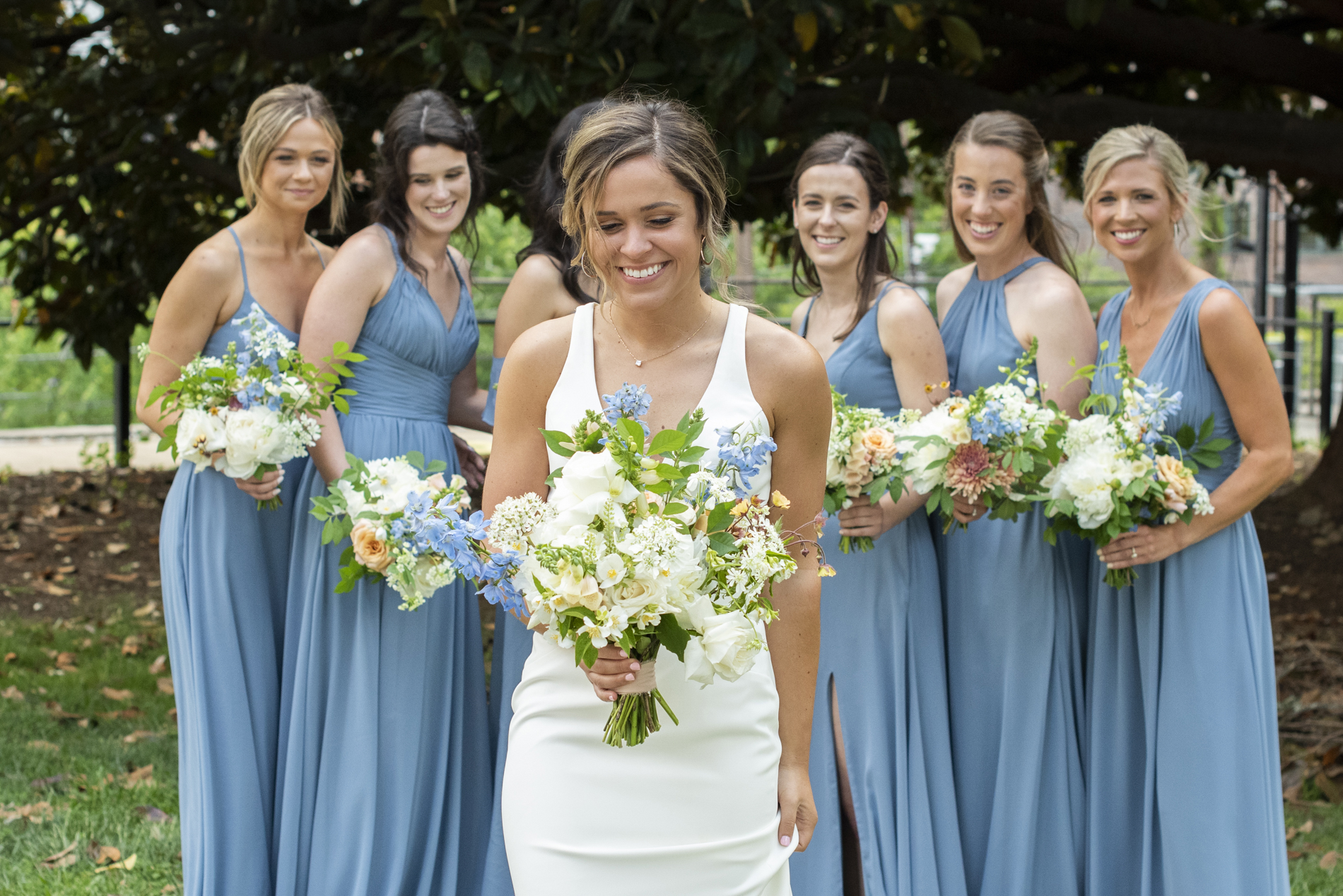 Bride with bridesmaids