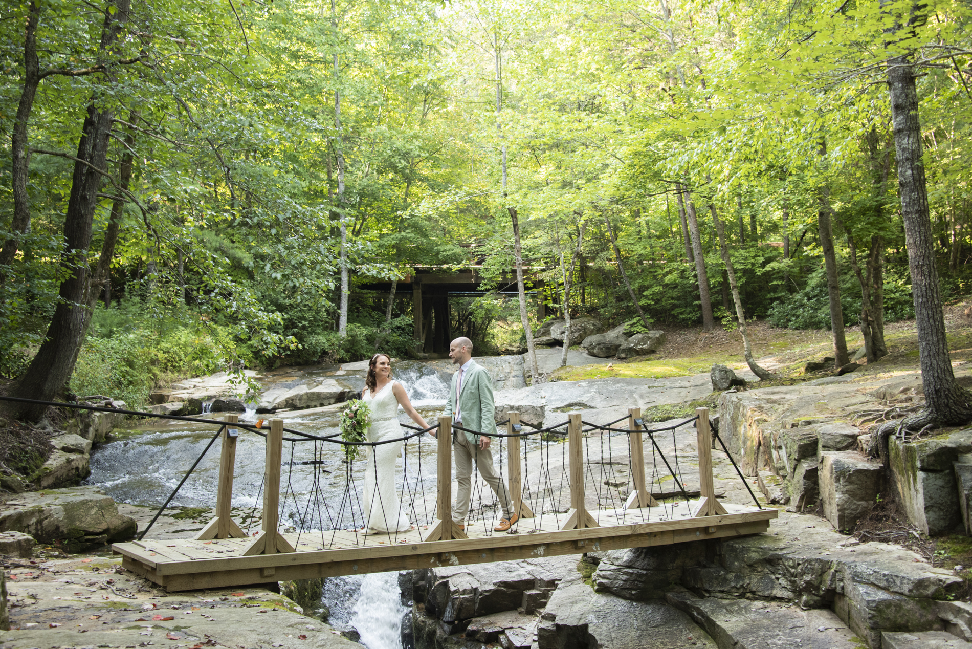 Couple walking at Lake Lure Wedding