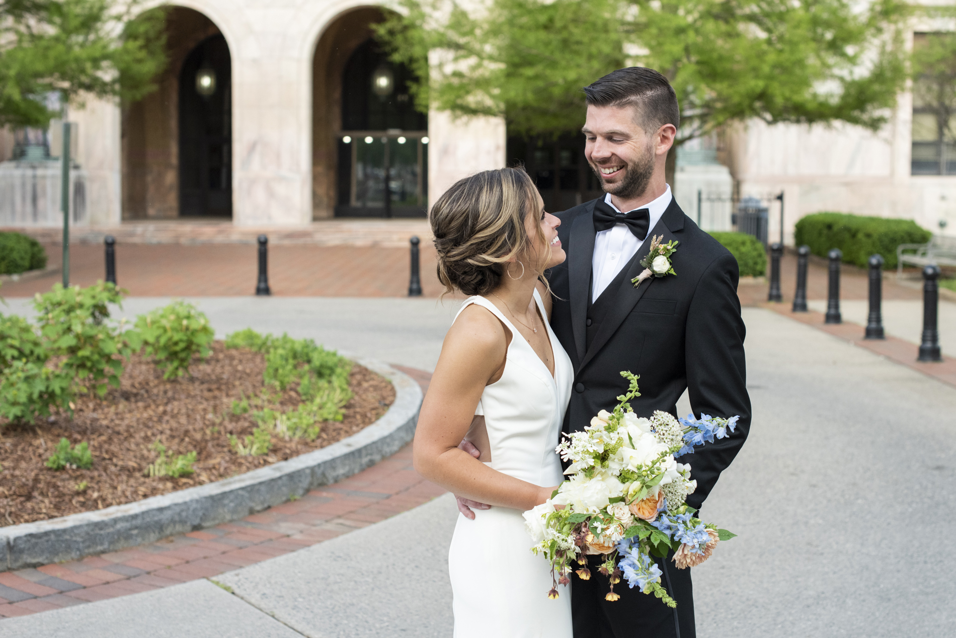 Couple looking at one another at Century Room on the Park