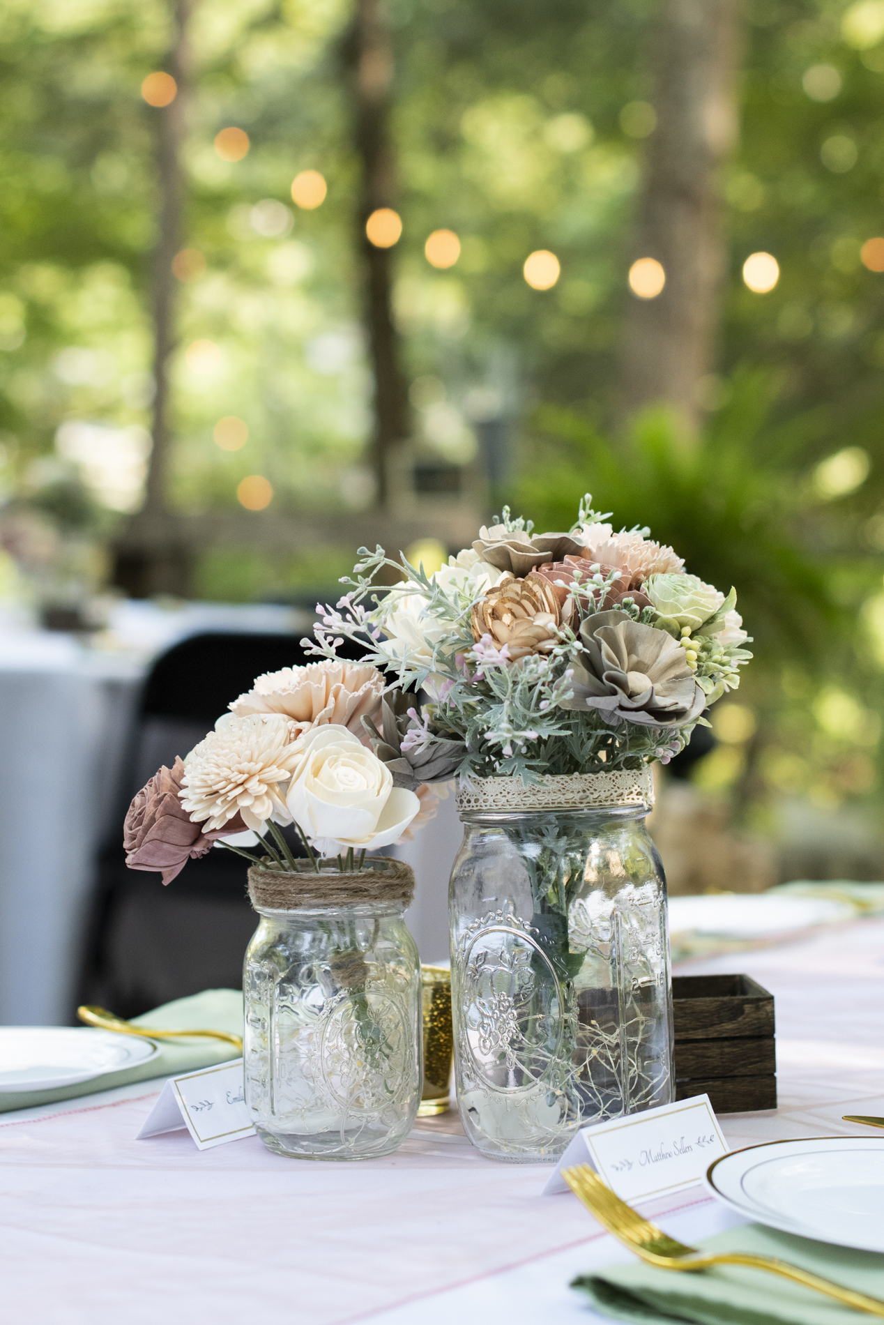 Jars and paper flowers