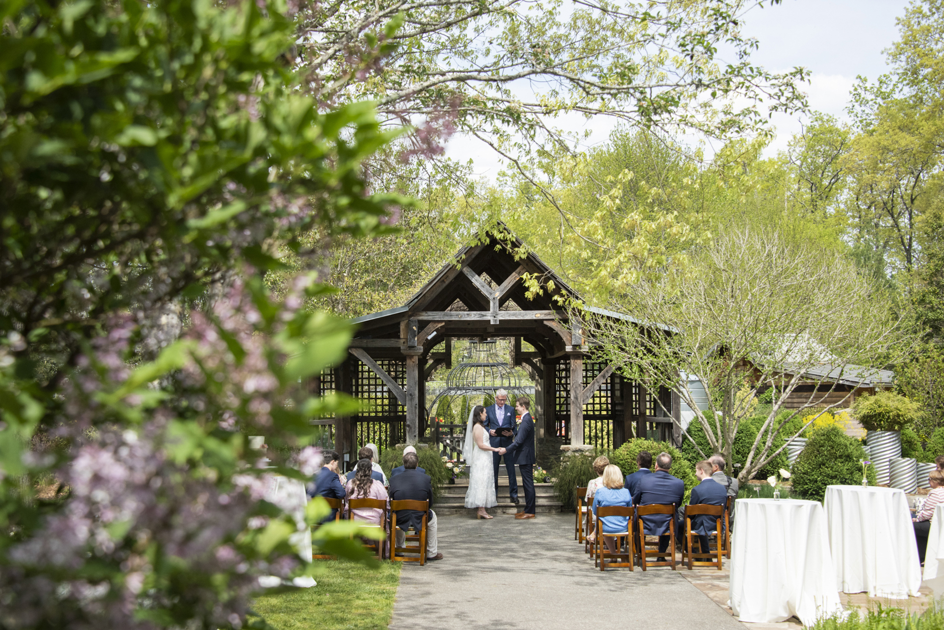 Wedding ceremony at NC Arboretum weddings