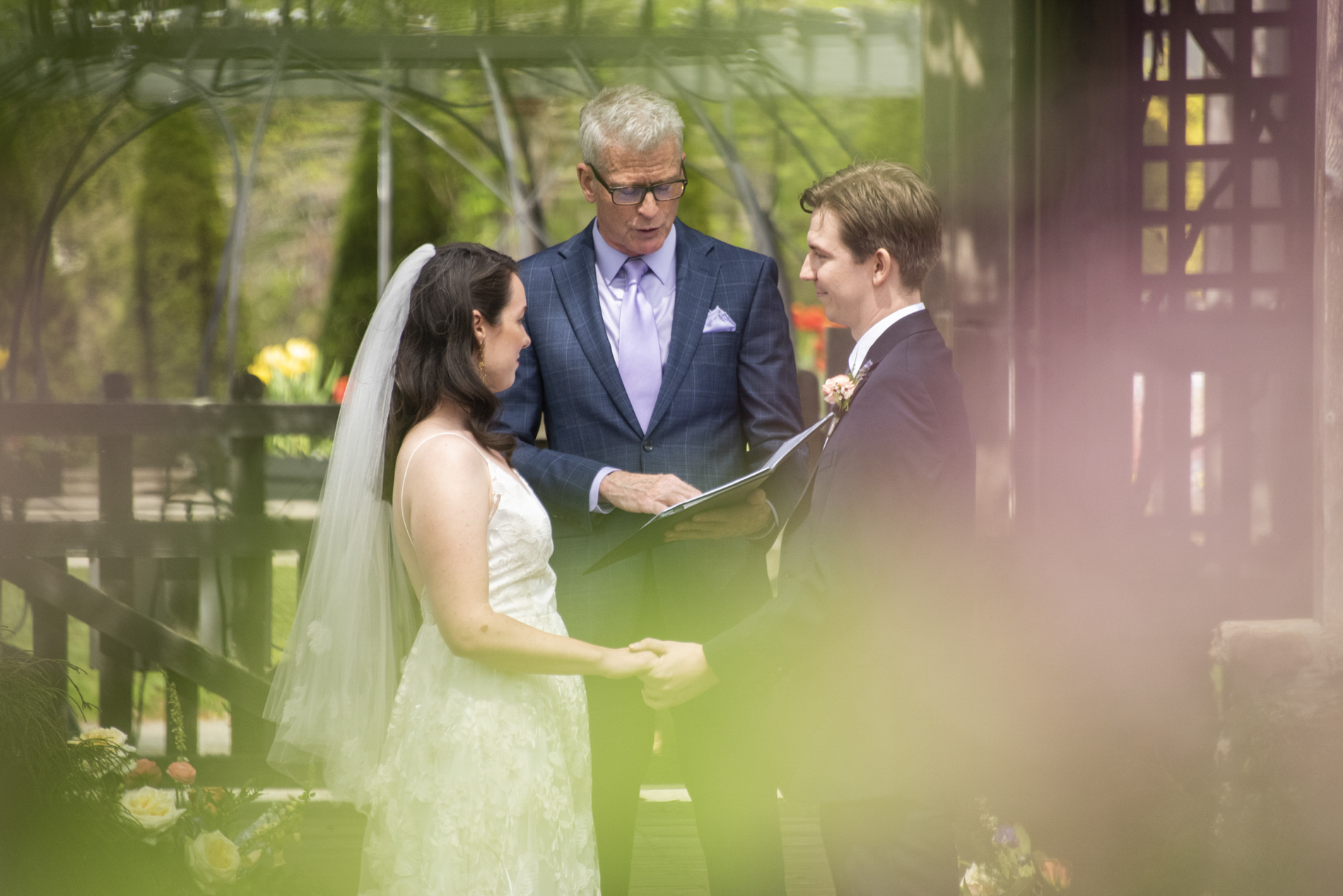 Wedding ceremony at NC Arboretum weddings