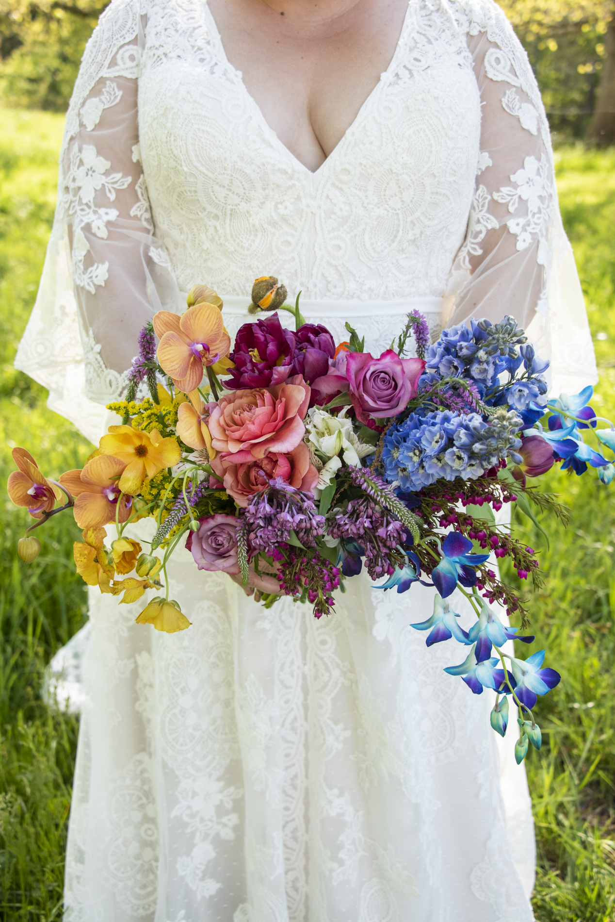 Rainbow bridal bouquet
