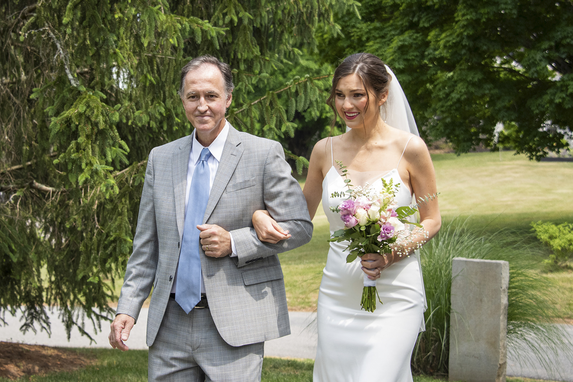 Bride and father walking down aisle at Homewood Asheville wedding