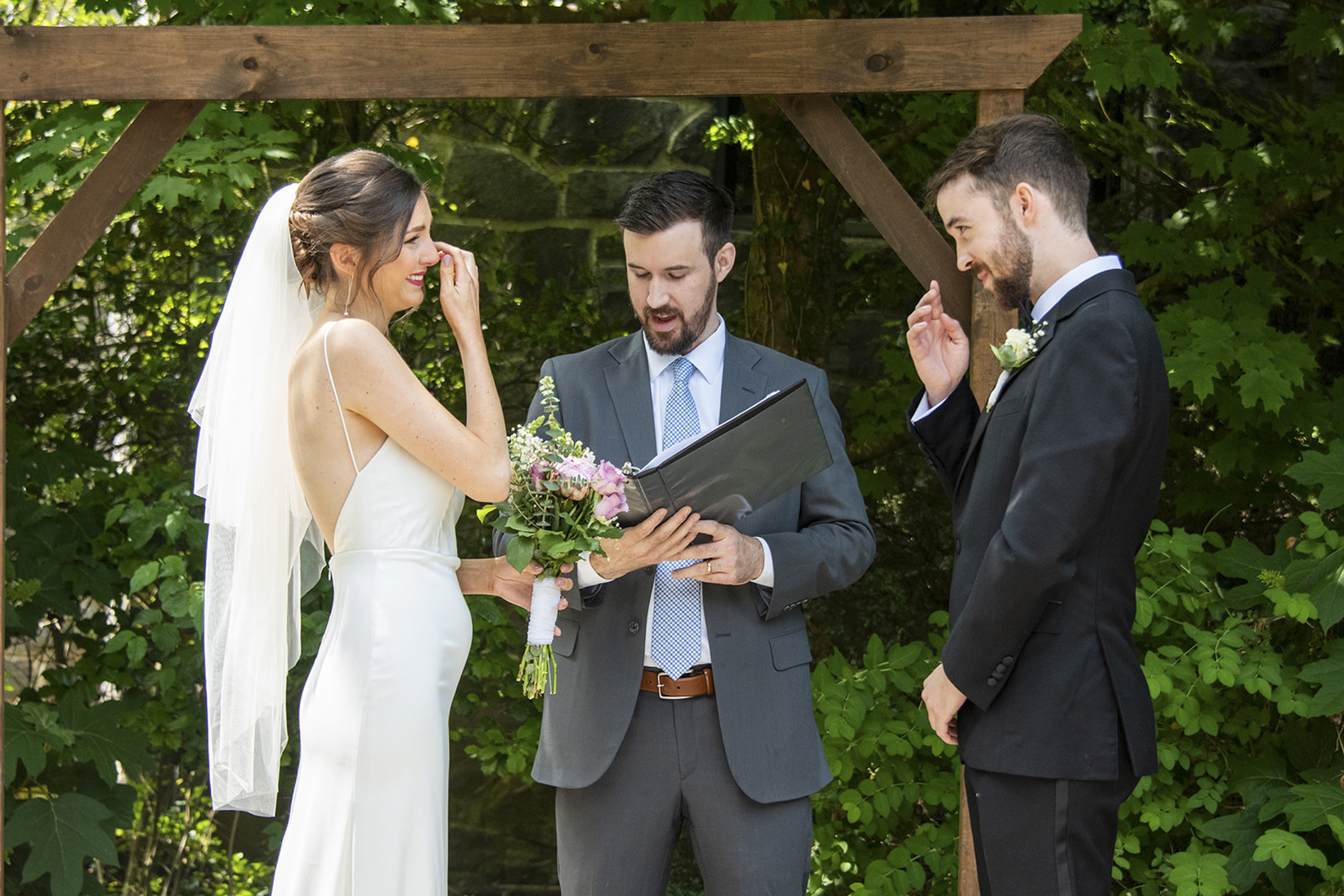 Couple with tears during wedding ceremony
