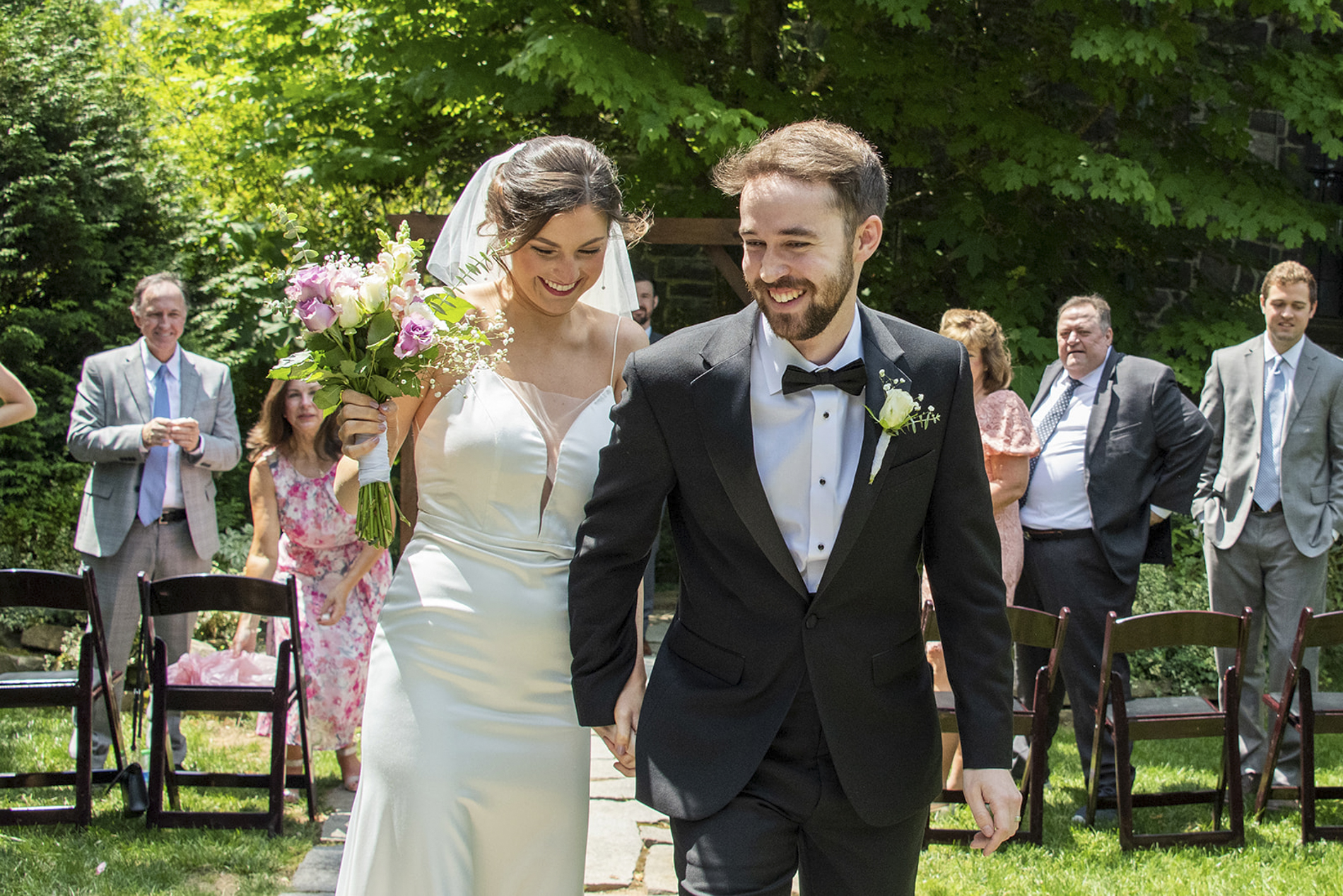 Couple walking down aisle at Homewood Asheville wedding