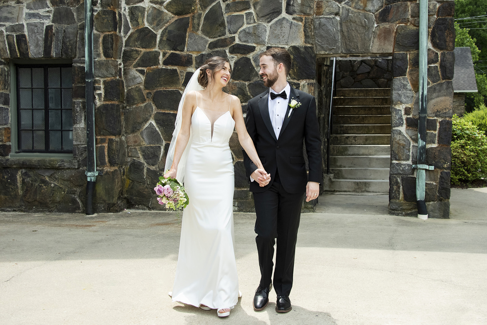 Couple walking at Homewood Asheville wedding