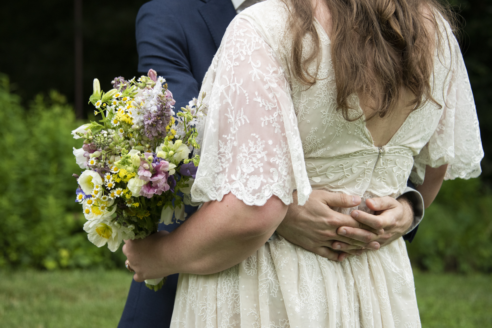 Couple holding onto each other