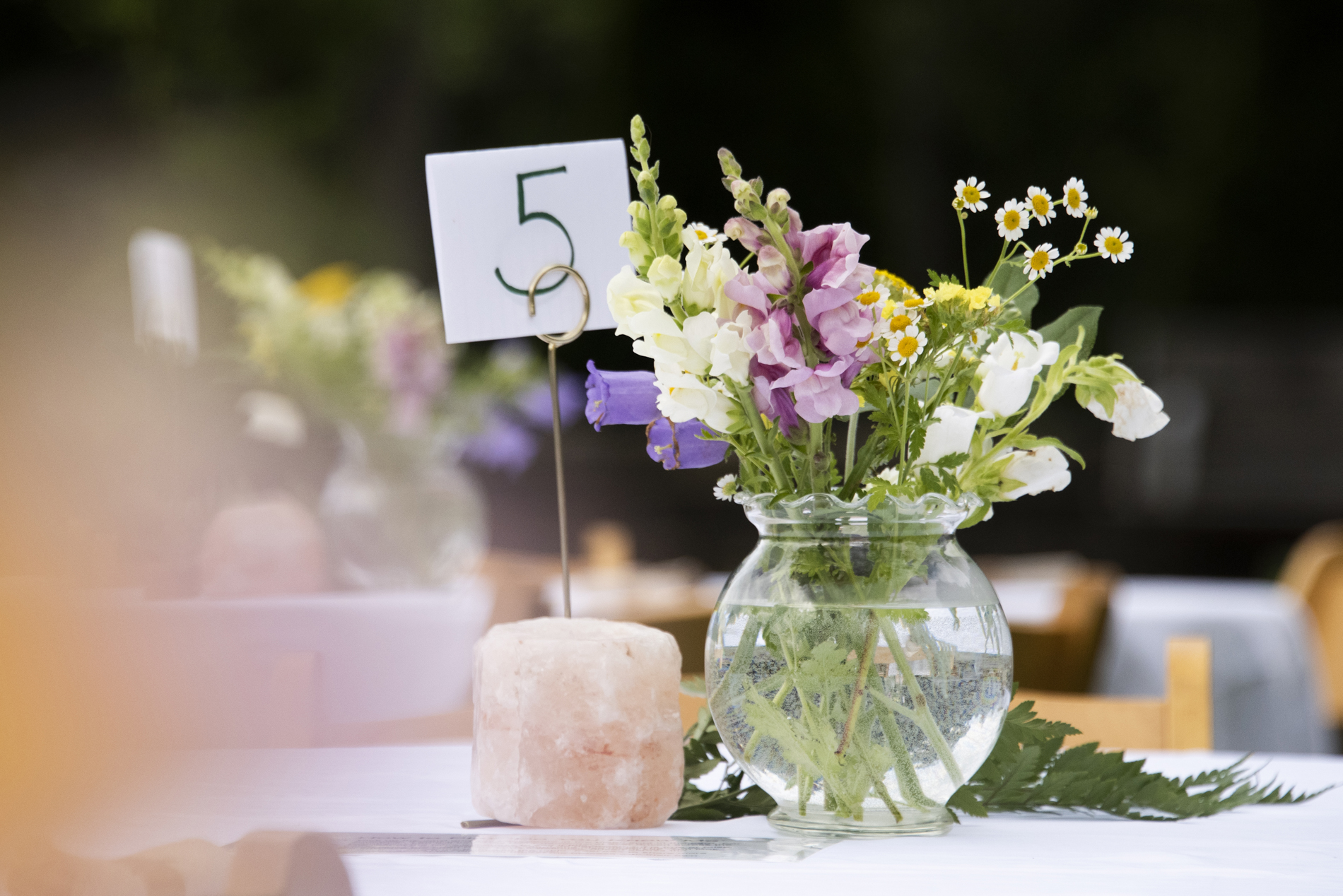 Salt stone and flower centerpiece