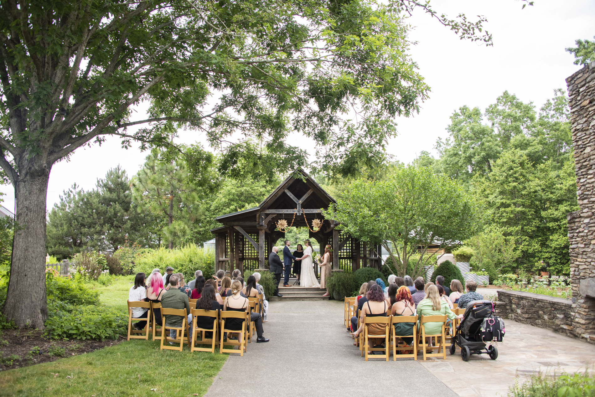 Wedding ceremony at north carolina arboretum wedding