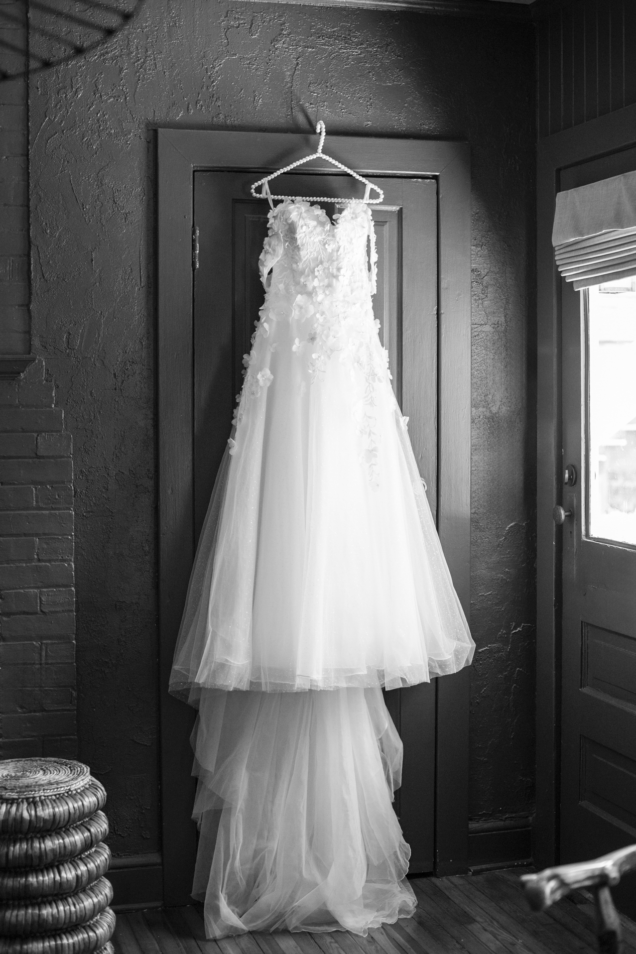 Wedding dress hanging