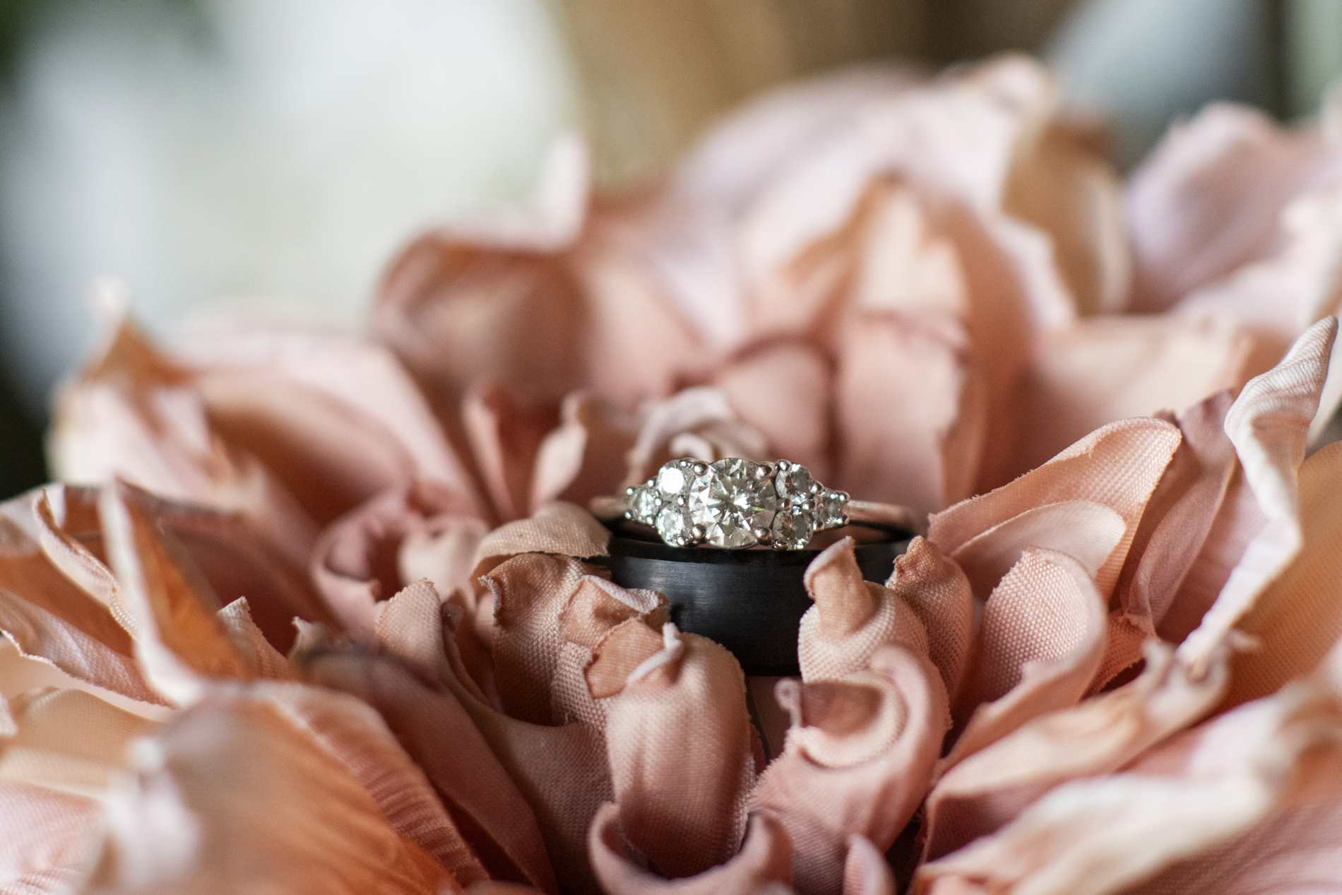 wedding rings on flower