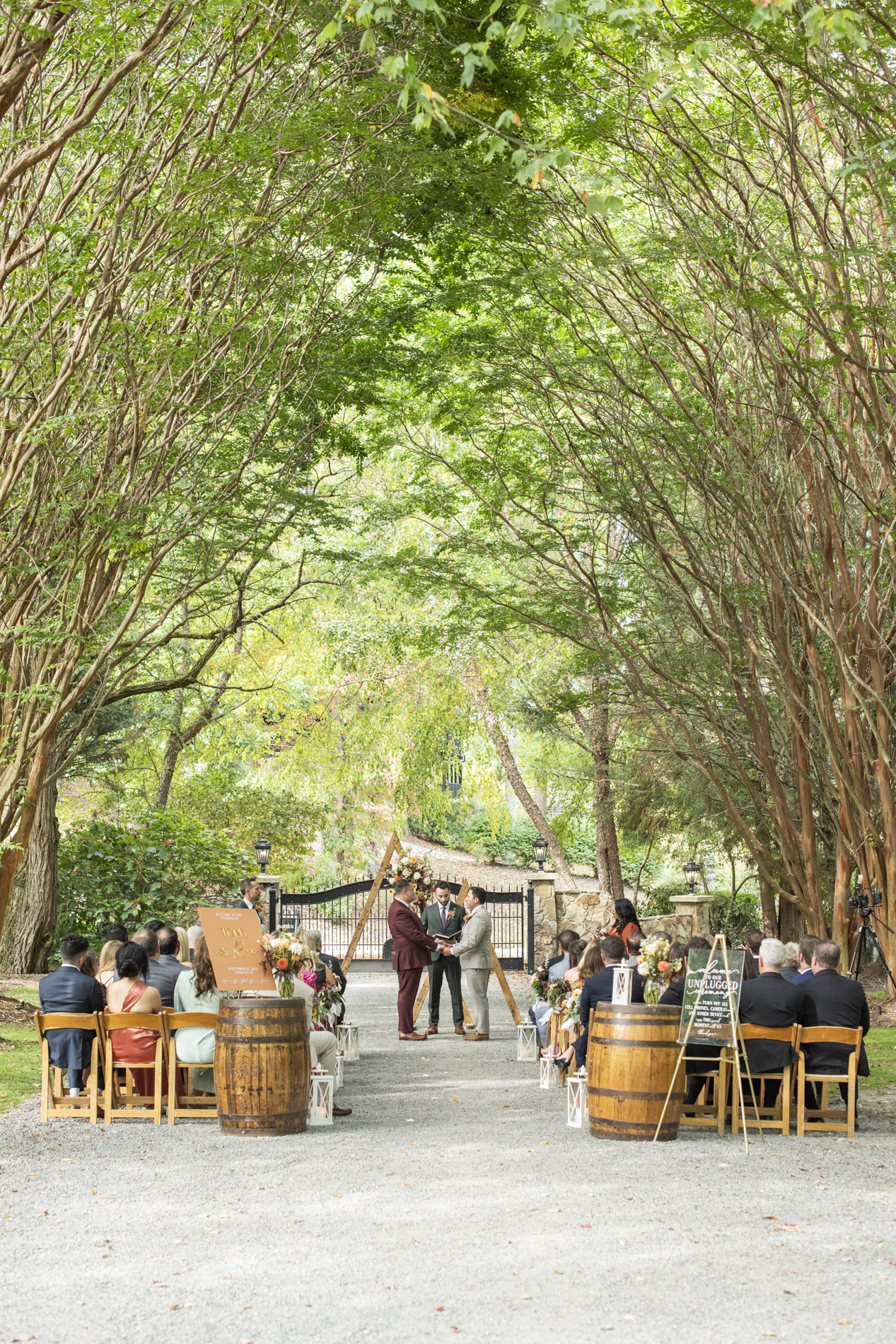 Wedding ceremony with queer couple at Hawkesdene Estate