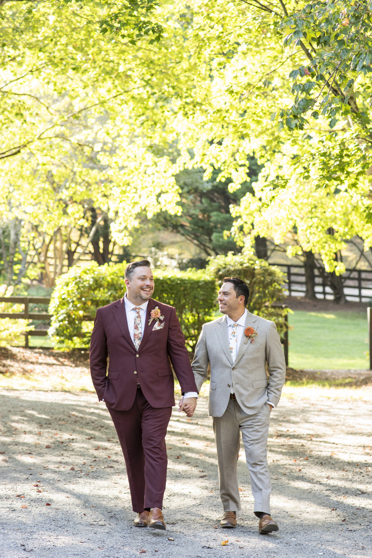 Couple walking at lgbtq wedding