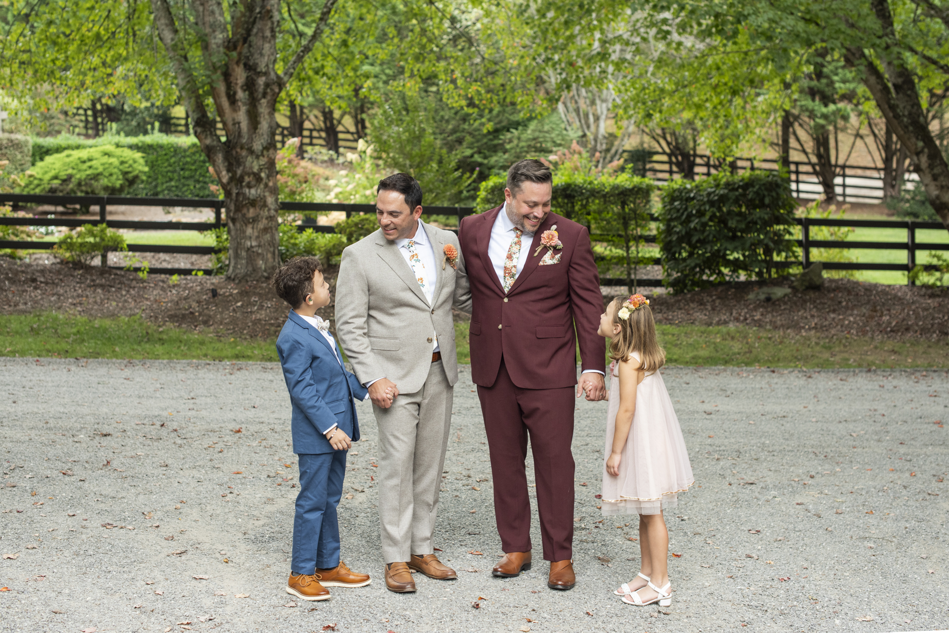 Couple with kids at wedding