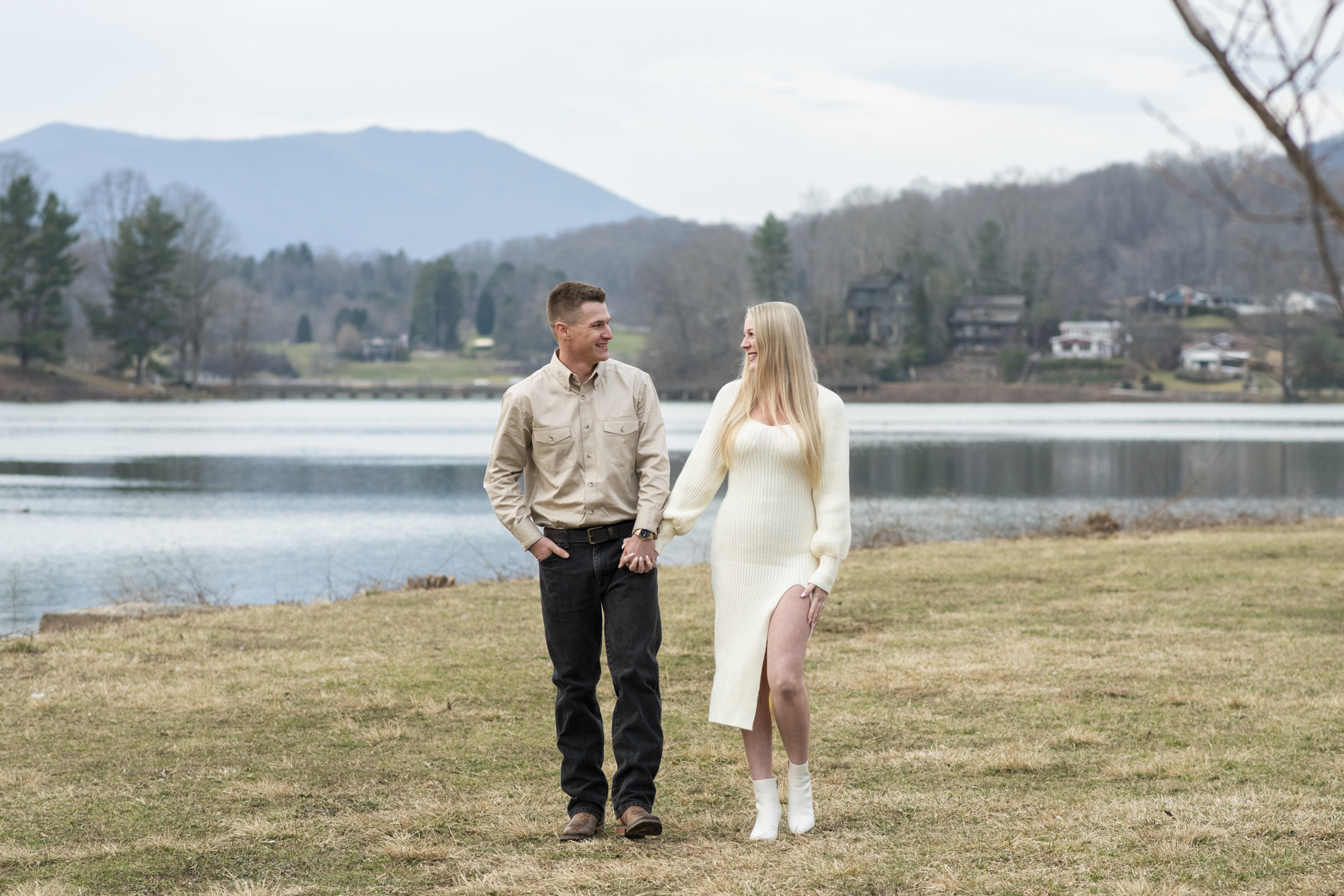 Couple walking at waynesville nc photographer