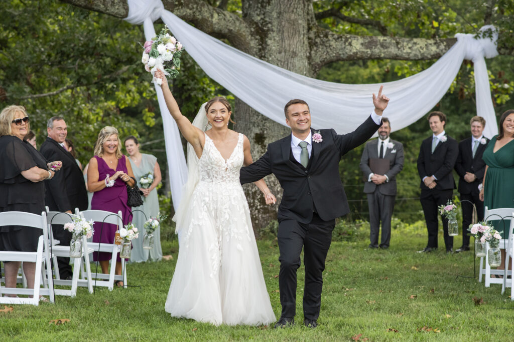 couple celebrating after wedding ceremony