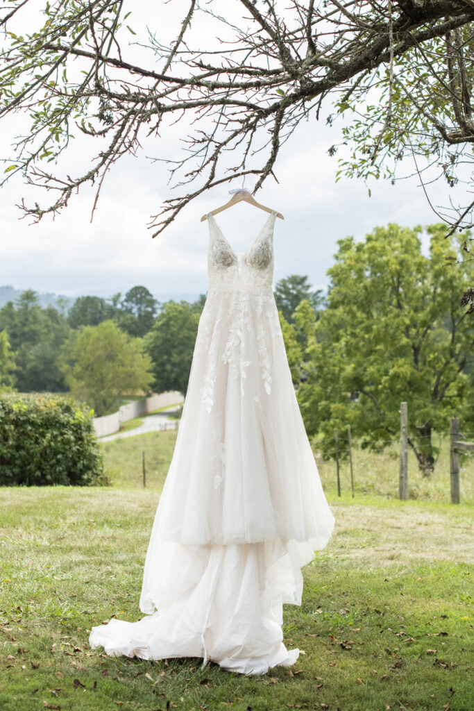 hanging wedding dress