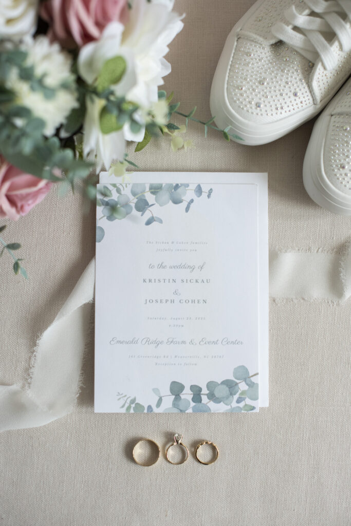 wedding invitation flay lay