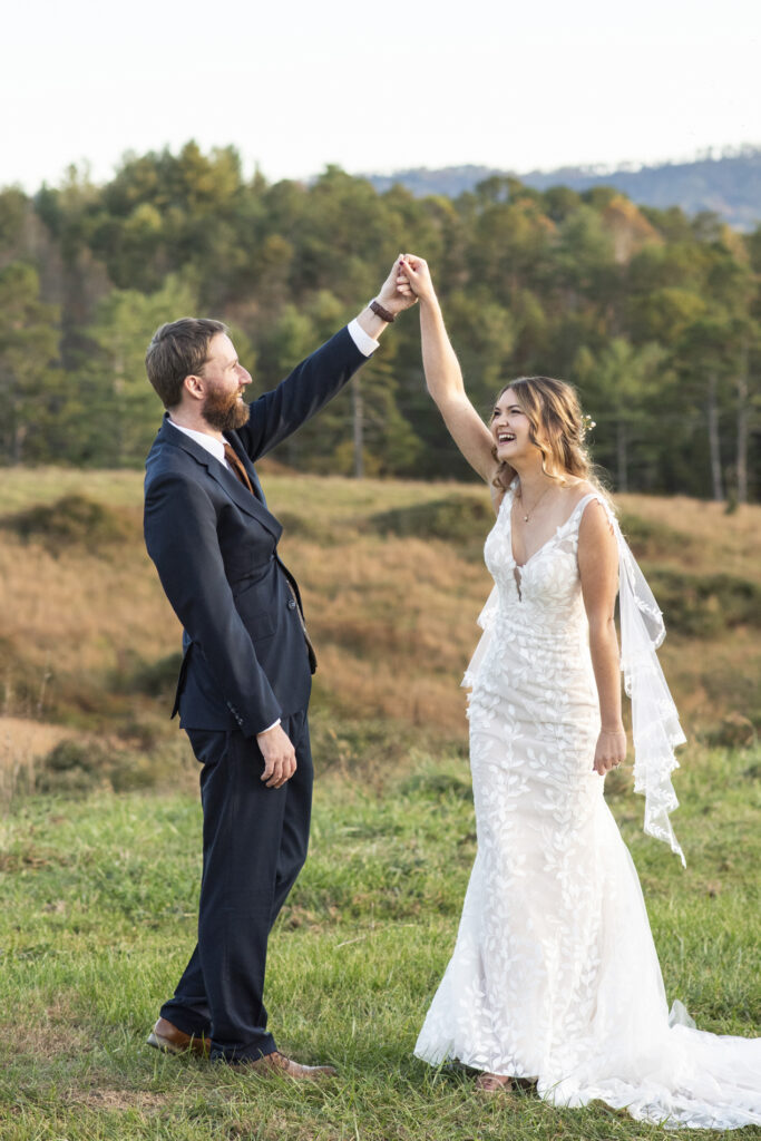 couple dancing after wedding at Emerald Ridge Asheville NC