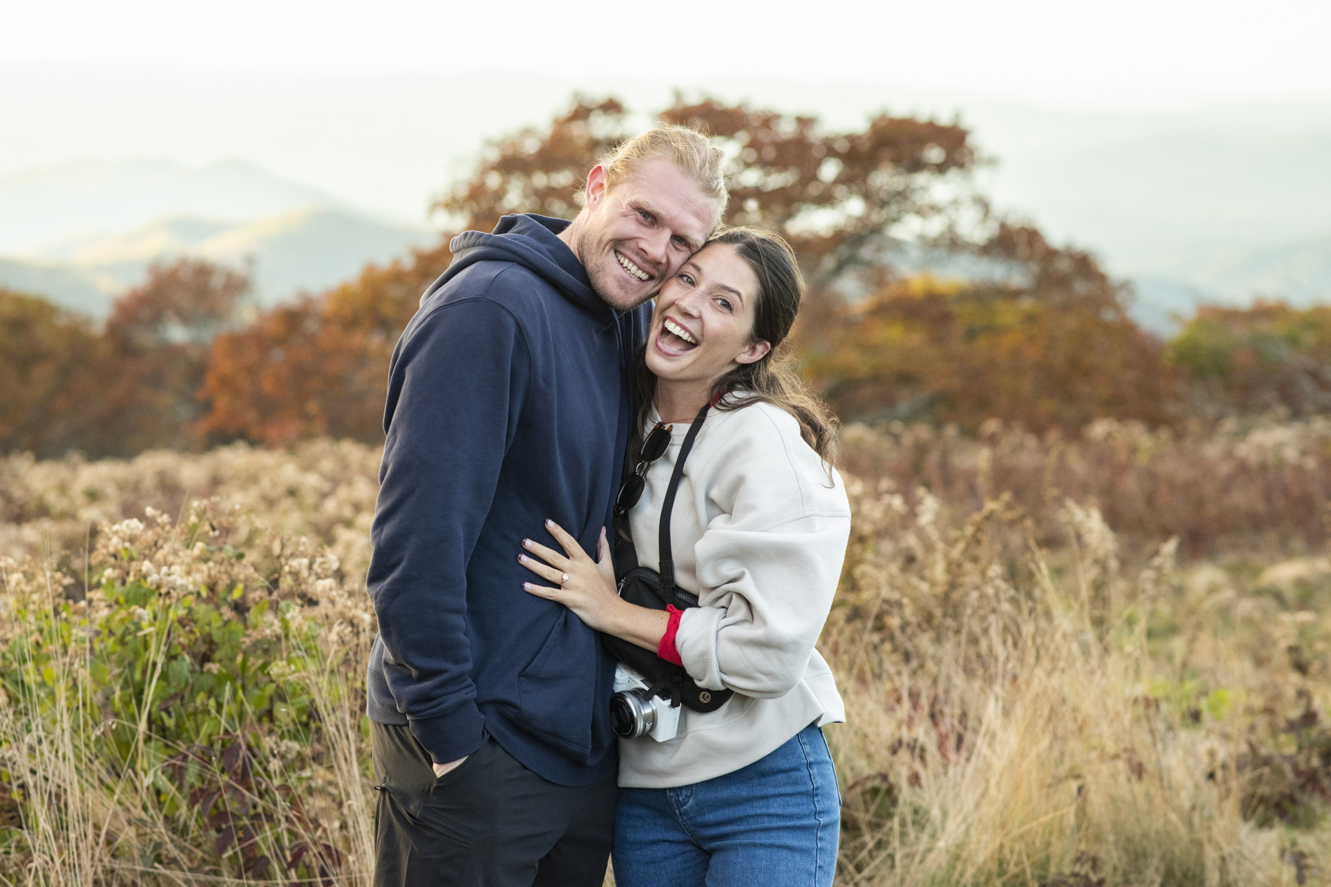 Engaged couple excited