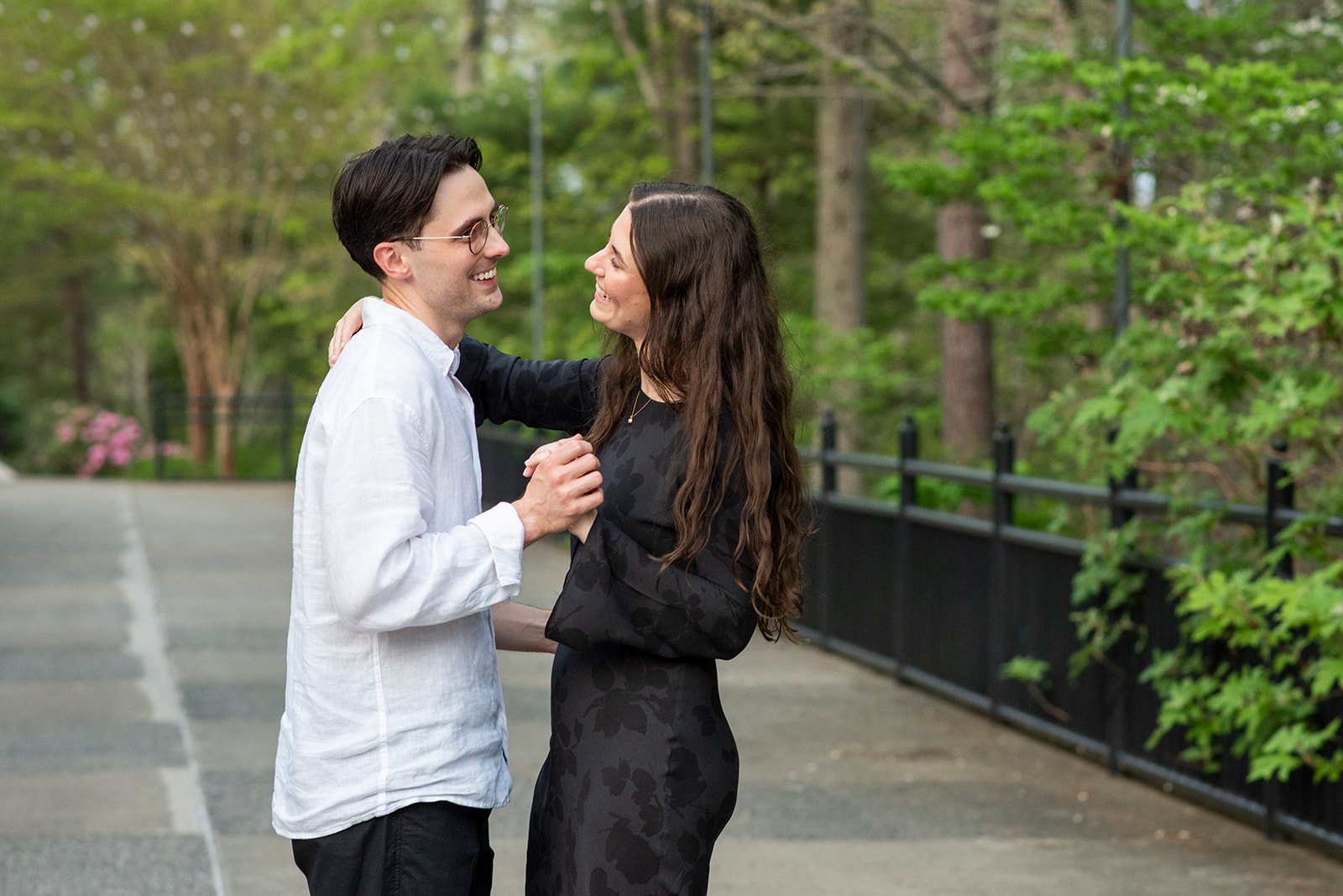 Couple smiling while dancing