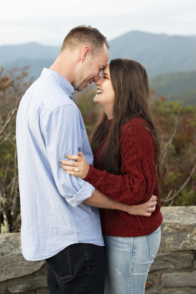 Engagement photos at Craggy Pinnacle in best places to propose in NC