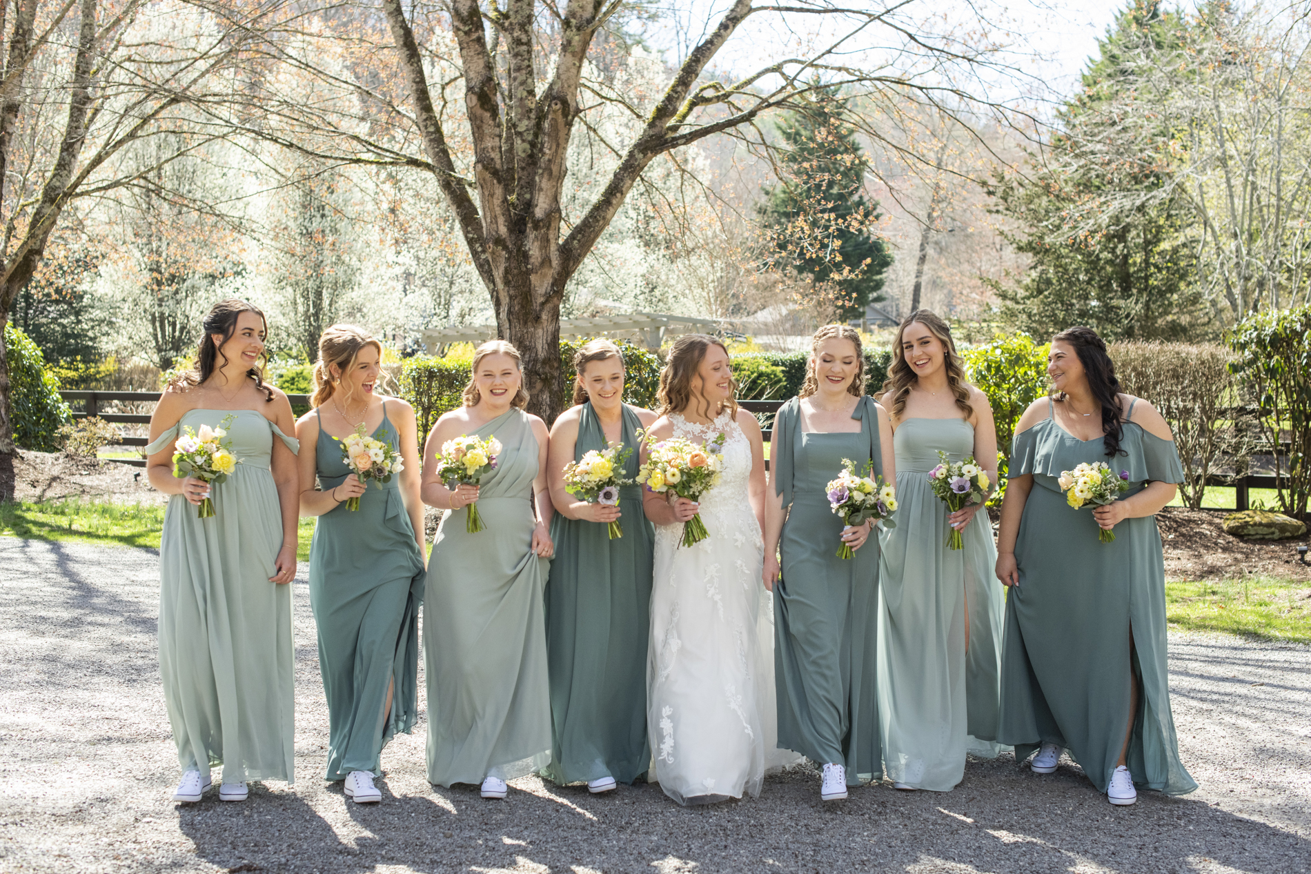 Bride and bridesmaids at Hawkesdene wedding venue