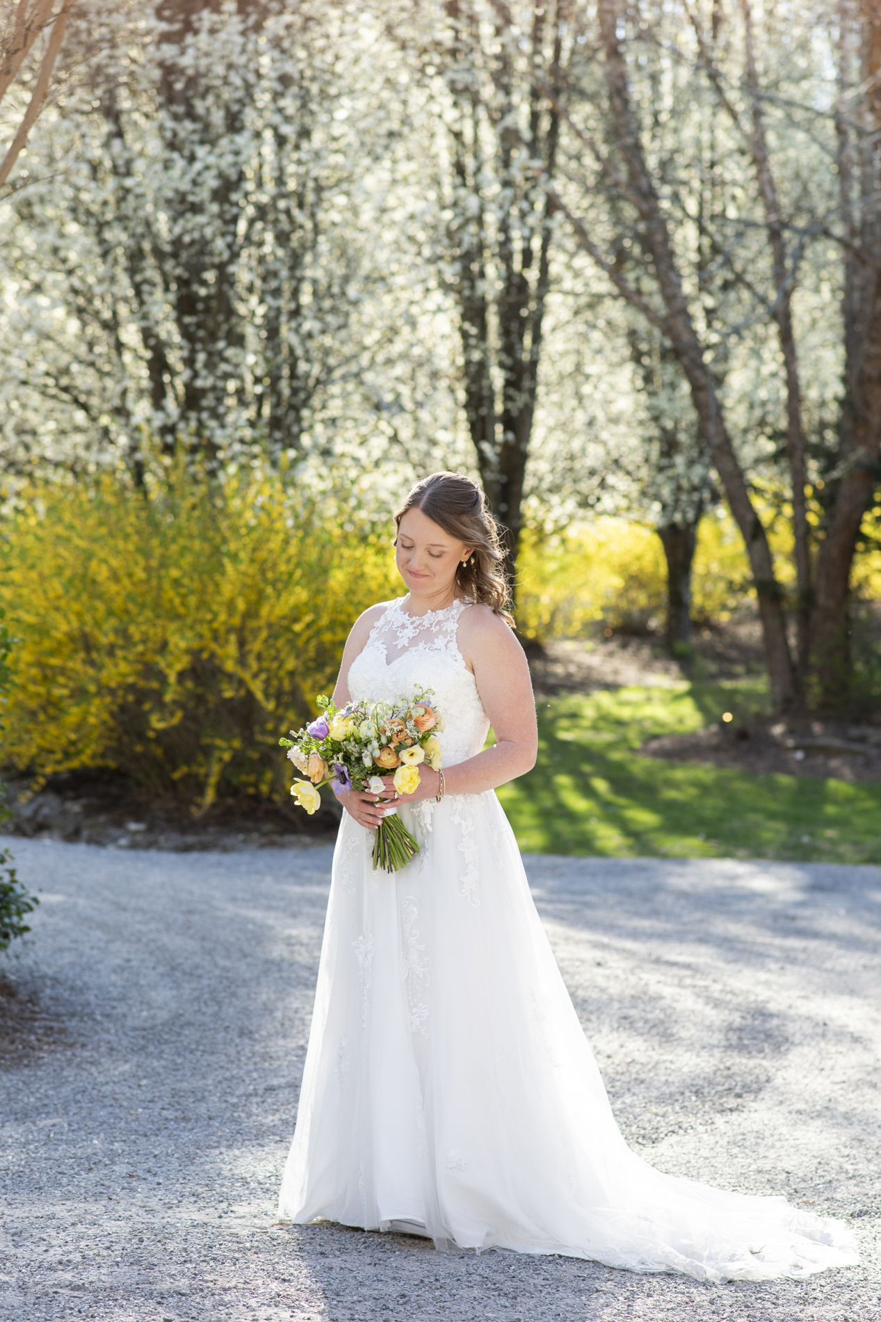 Bridal portrait in spring at Hawkesdene wedding venue