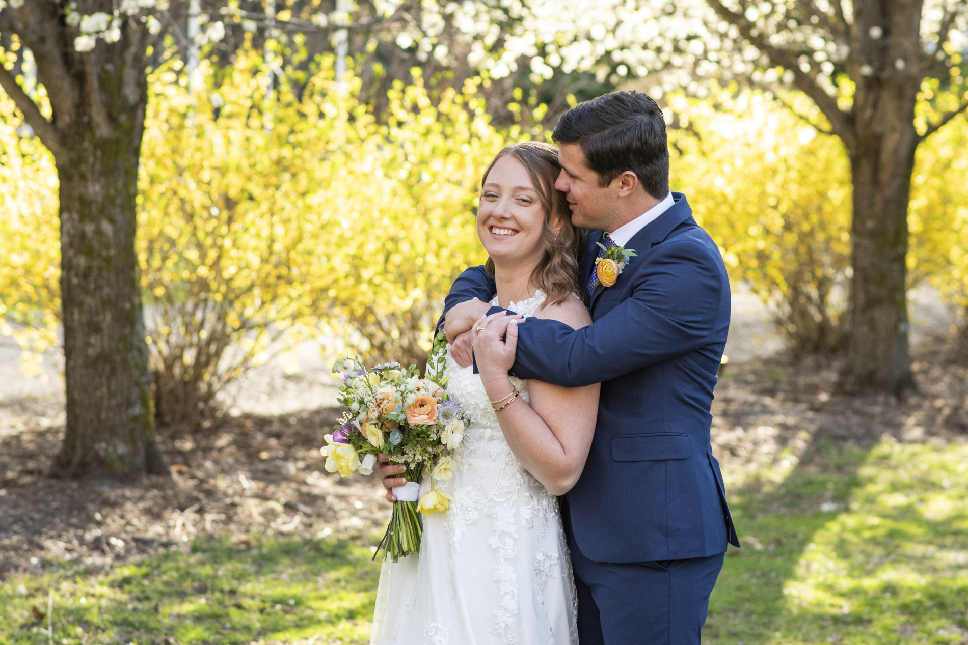 Couple laughing during photos