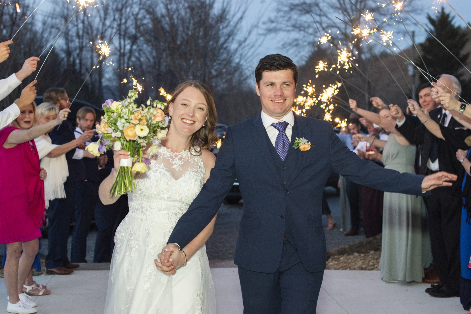 Sparkler exit at Hawkesdene wedding venue