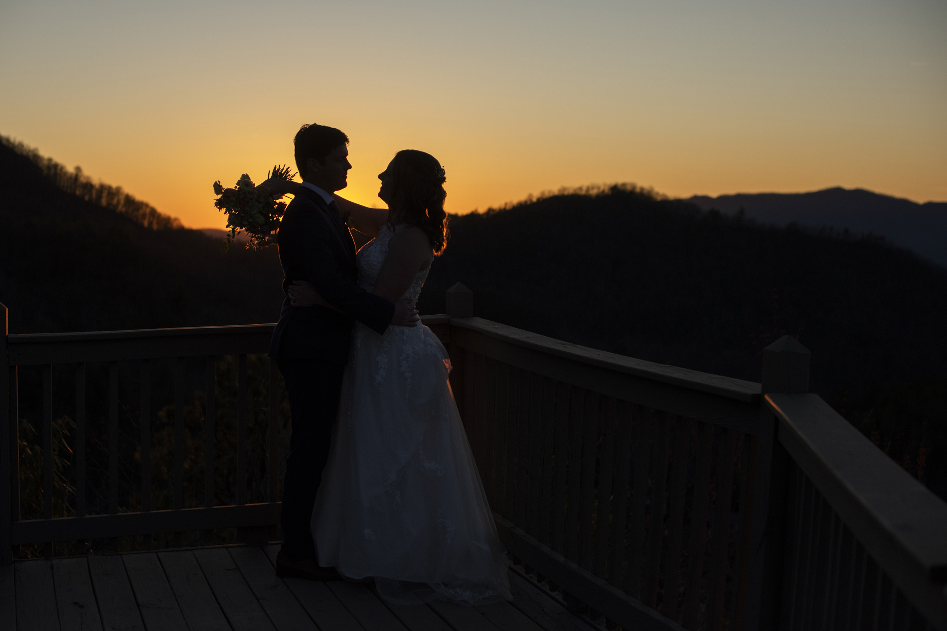 Sunset on mountain top at Hawkesdene wedding venue