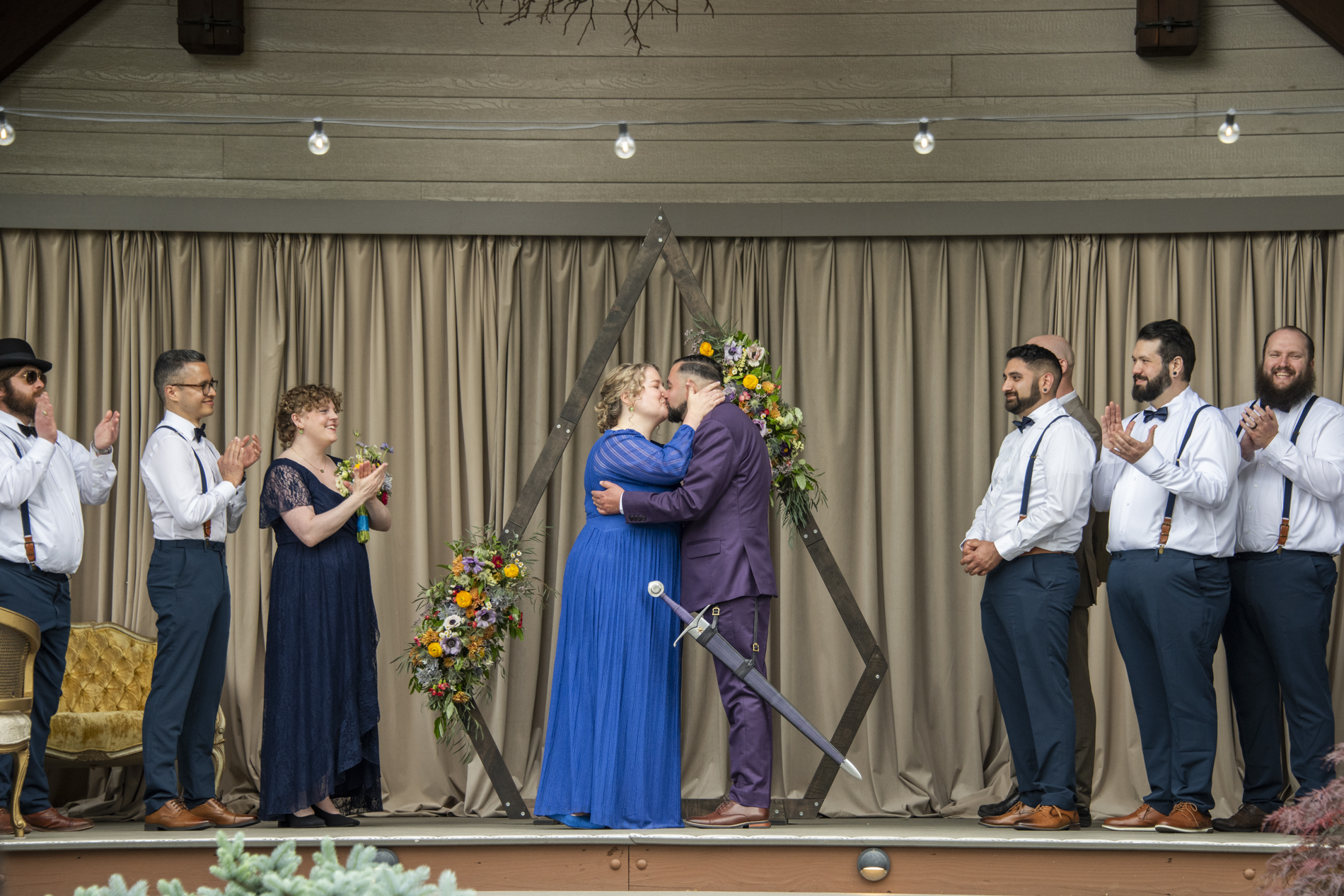 Couple's first kiss at Haiku Asheville