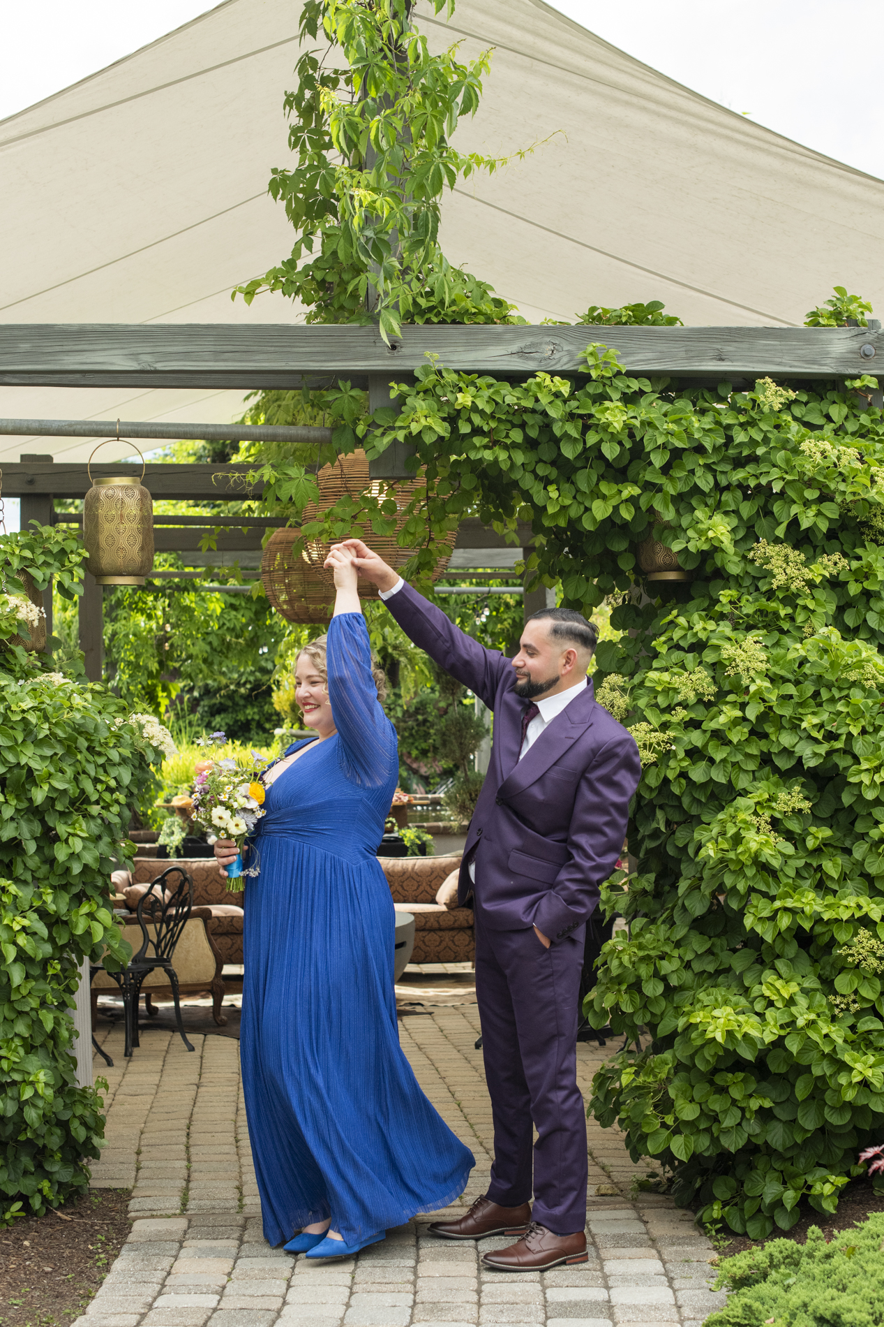 Groom and bride dancing at Haiku Asheville