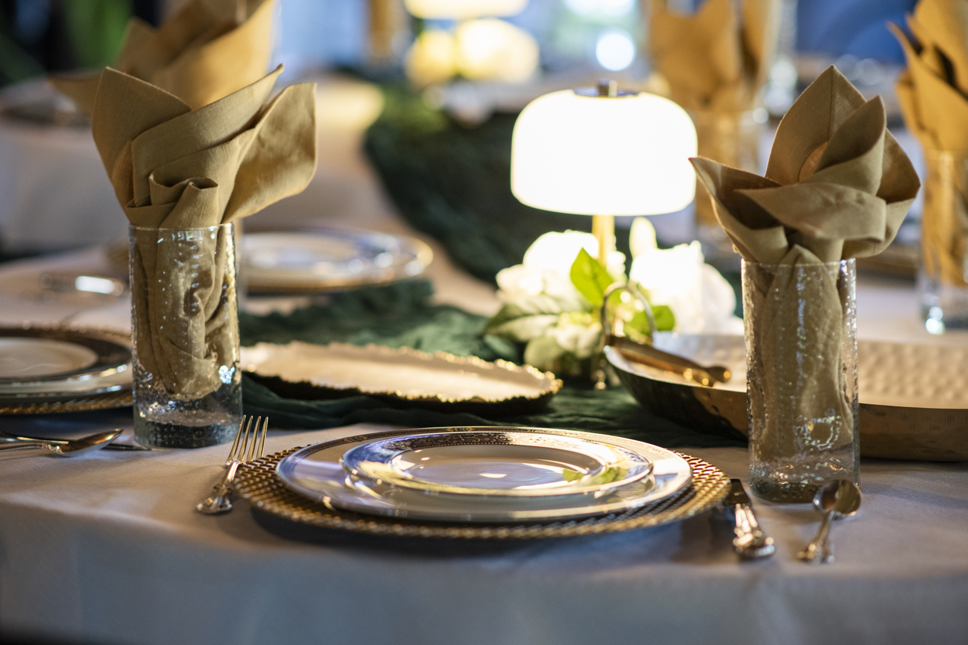Wedding place setting at Birdfoot in Burnsville, NC