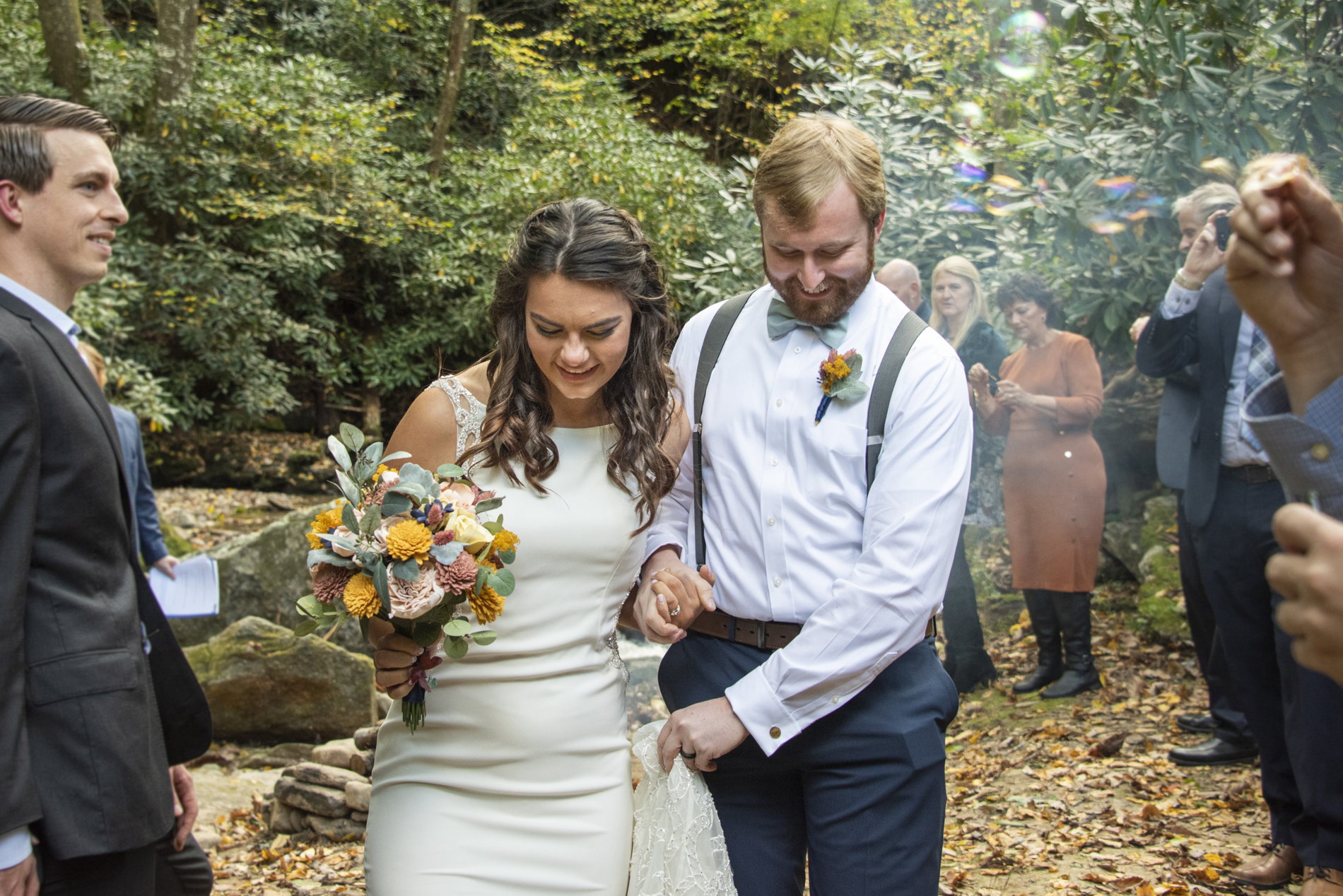 wedding celebration couple recessing