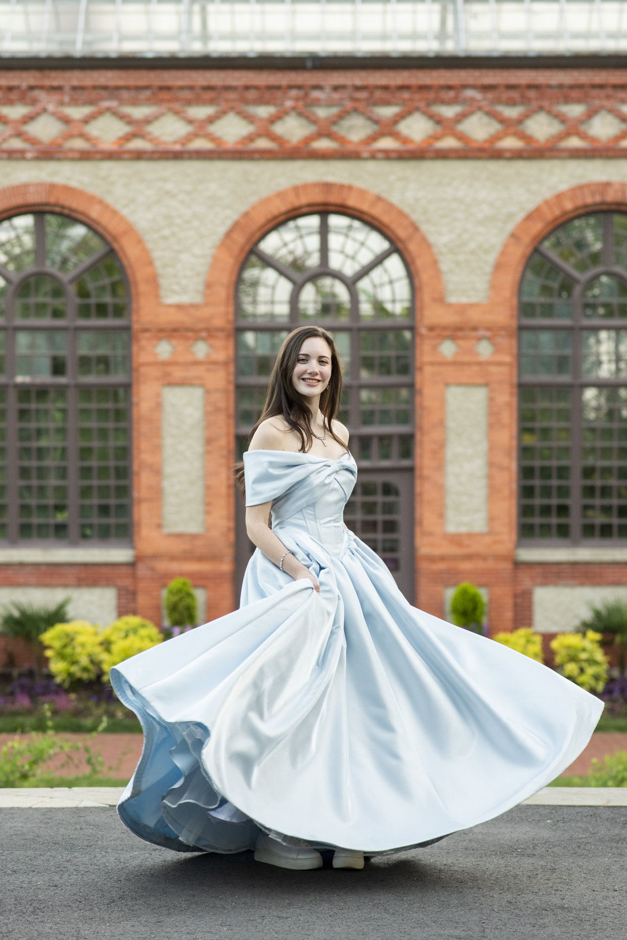 senior photo in gown at biltmore estate